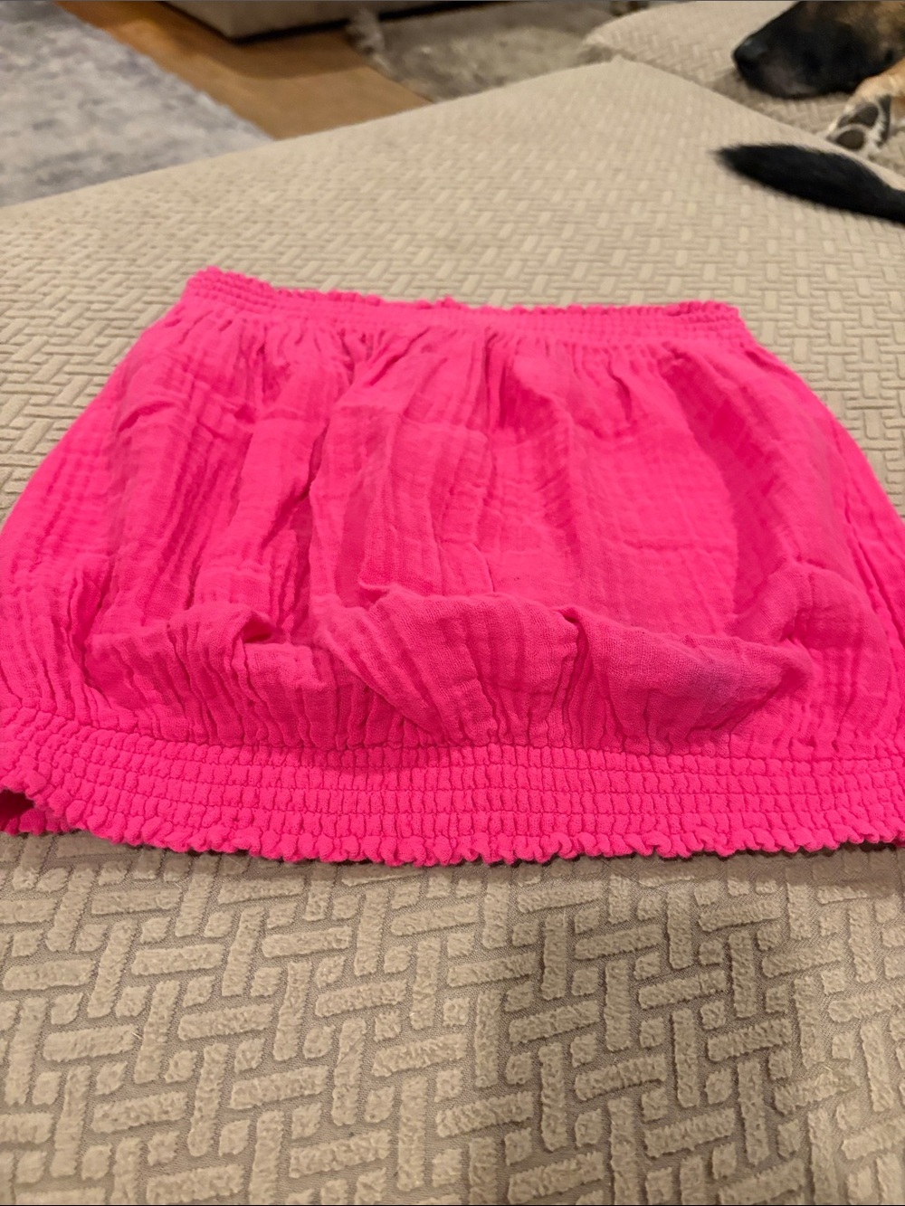 Michael Stars Hot Pink Smocked Mini Skirt